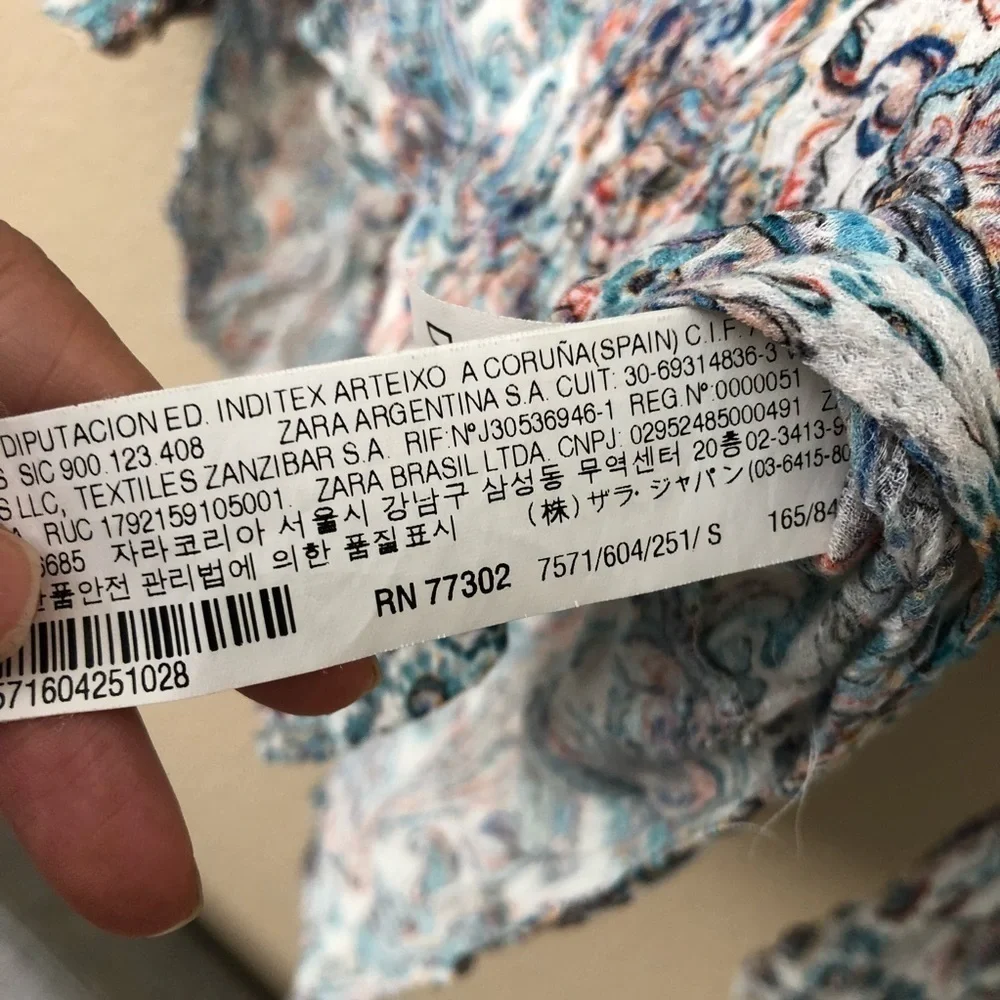 Zara woman Printed sheer rolled sleeve blouse - Picture 5 of 5